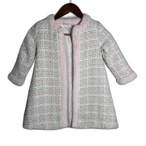Blueberi Boulevard Pink Tweed Coat Open Front Girls Size 4/5 Princess